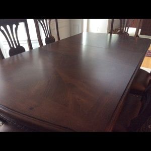 7 Piece Formal Cherry Wood Dining Table Set
